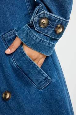 RE:UNION Label Origin Storm Blue Denim Trench Coat