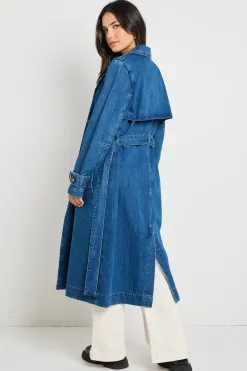 RE:UNION Label Origin Storm Blue Denim Trench Coat