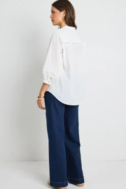 Ivy + Jack Ornamental White Lace Insert Pintuck SS Shirt