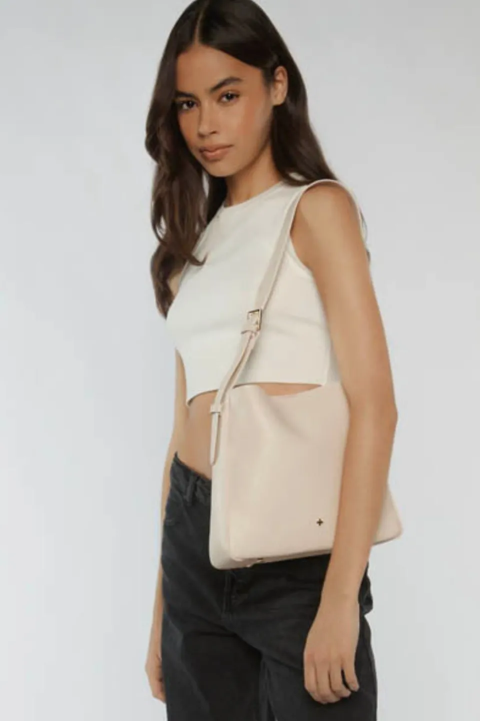 Peta + Jain Otto Beige Grain Hobo Bucket Bag