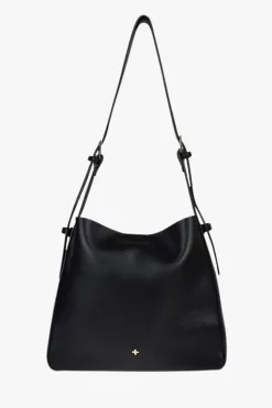 Peta + Jain Otto Black Grain Vegan Leather Slouch Bucket Bag
