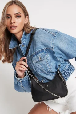 Peta + Jain Paloma Black Nylon Silver Hardware Crossbody Bag