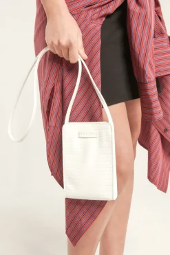 Brie Leon Paloma Ivory Brushed Croc Phone Bag