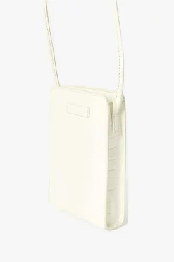 Brie Leon Paloma Ivory Brushed Croc Phone Bag