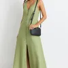 Among the Brave Panama Moss Sleeveless Button Front Midi Dress