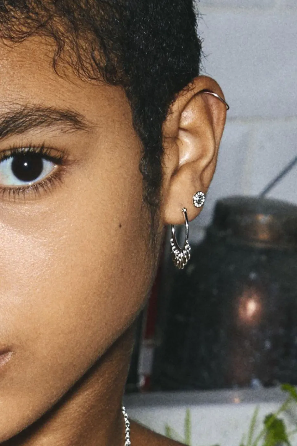 Pilgrim Panna Silver Charm EOL Hoop Earrings
