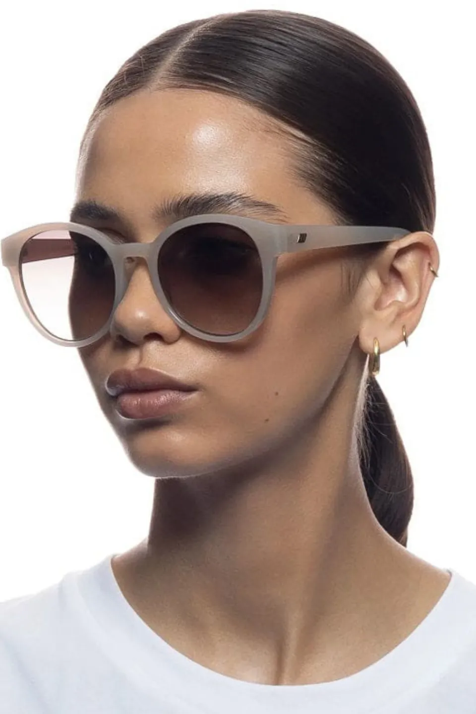 Le Specs Paramount Oatmeal Rounds Khaki Gradient Lens Sunglasses