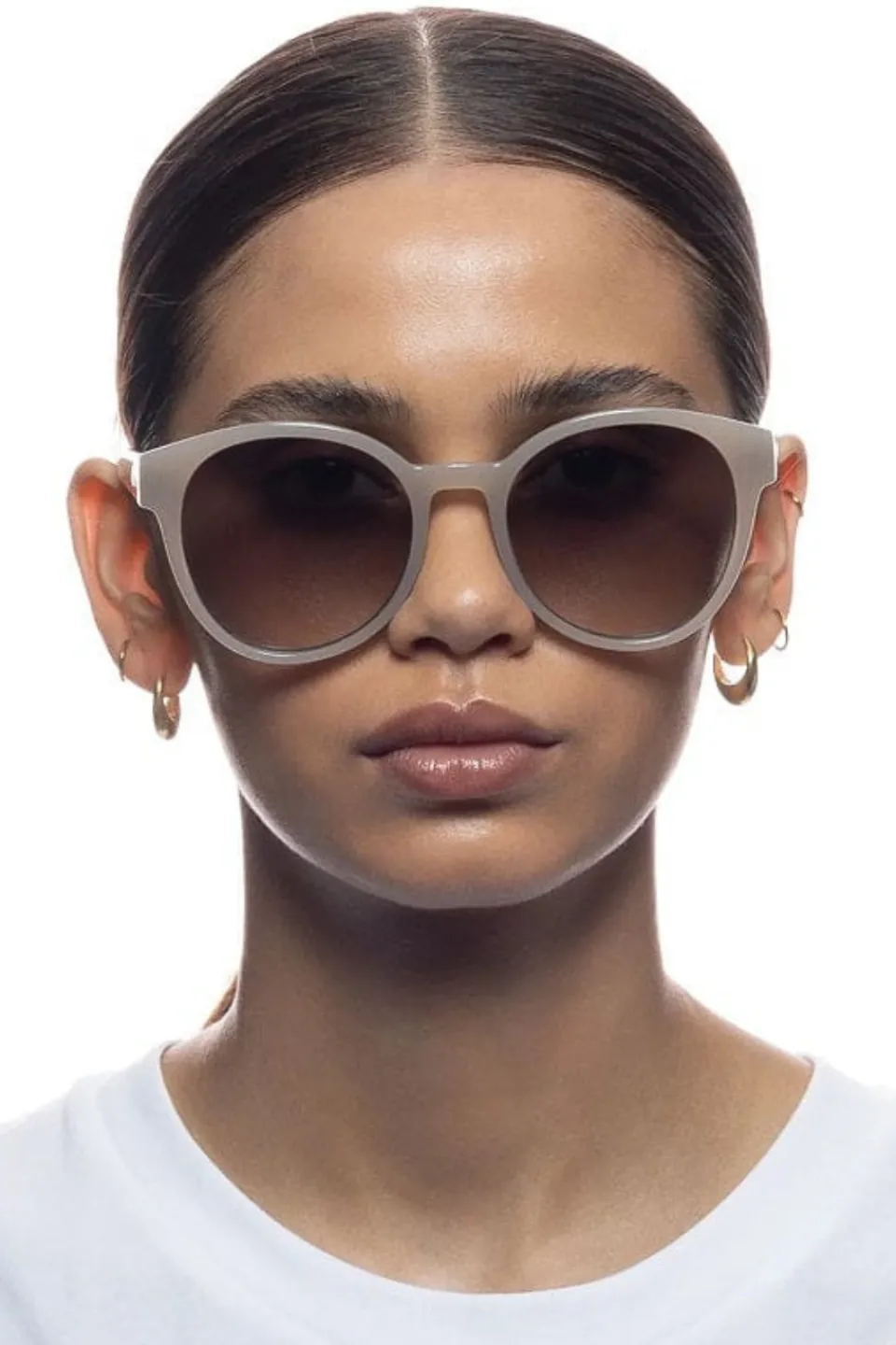 Le Specs Paramount Oatmeal Rounds Khaki Gradient Lens Sunglasses