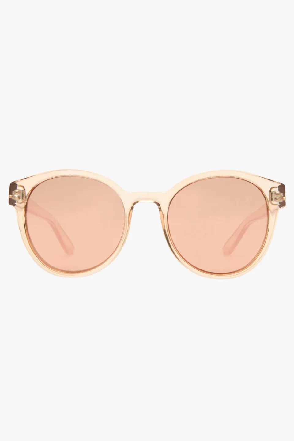 Le Specs Paramount Round Clear Tan Brass Mirror Lens Sunglasses