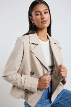 Stories be Told Pathway Taupe Cropped Trench Jacket