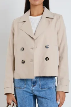 Stories be Told Pathway Taupe Cropped Trench Jacket
