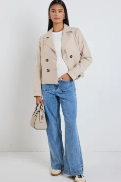Stories be Told Pathway Taupe Cropped Trench Jacket