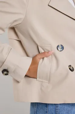 Stories be Told Pathway Taupe Cropped Trench Jacket