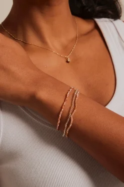 Humble + Heart Peach Beaded Set Of 3 Bracelets