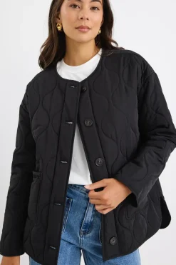 Stories be Told Peak Black Oversized Padded Shell Jacket