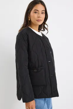 Stories be Told Peak Black Oversized Padded Shell Jacket