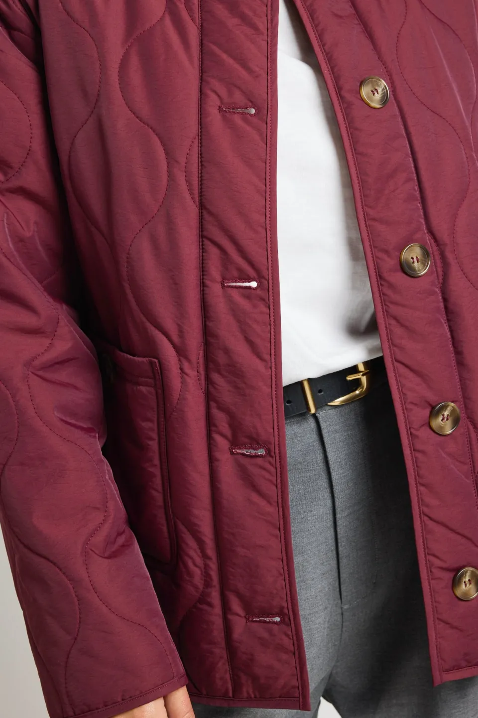 Stories be Told Peak Burgundy Oversized Padded Shell Jacket
