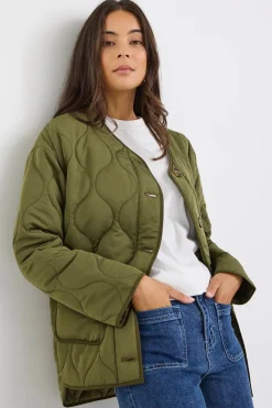 Stories be Told Peak Khaki Oversized Padded Shell Jacket