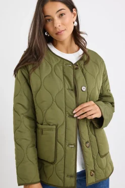 Stories be Told Peak Khaki Oversized Padded Shell Jacket
