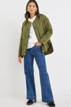 Stories be Told Peak Khaki Oversized Padded Shell Jacket