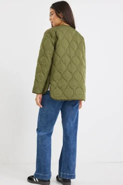 Stories be Told Peak Khaki Oversized Padded Shell Jacket