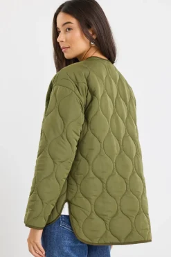 Stories be Told Peak Khaki Oversized Padded Shell Jacket
