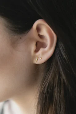 Sophie Pearl Bar Stud Earrings Gold