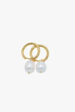 Sophie Pearl Gold Hoop Huggies