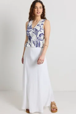 Stories be Told Pegasus Navy Silhouette Button Front Sleeveless Top