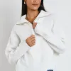 Ivy + Jack Pendant Ivory Quarter Zip Cable Jumper