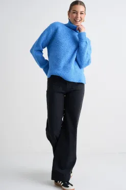 Ivy + Jack Penelope Azure Blue Roll Neck Knit Jumper