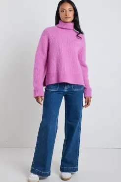 Ivy + Jack Penelope Fuchsia Roll Neck Knit Jumper