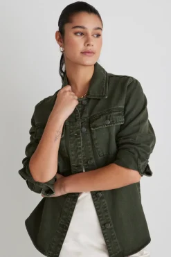 Among the Brave Penny Dark Khaki Denim Shacket