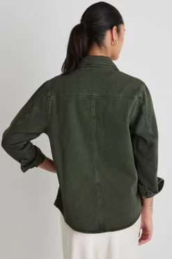 Among the Brave Penny Dark Khaki Denim Shacket