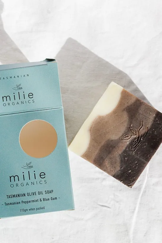 Milie Organics Peppermint + Blue Gum Organic Soap