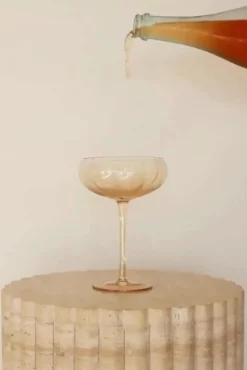 Home Lab Petal Light Amber Set 4 Cocktail Glasses