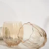 Home Lab Petal Light Amber Set 4 Stemless Wine Glass