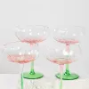 Home Lab Petal Watermelon Cocktail Glass Set 4
