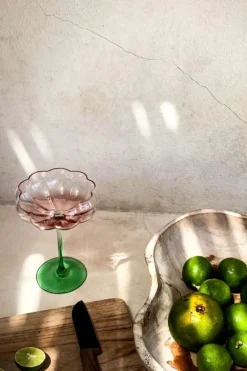 Home Lab Petal Watermelon Cocktail Glass Set 4