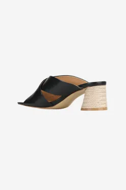 EOS Petora Black Cross Leather Mule