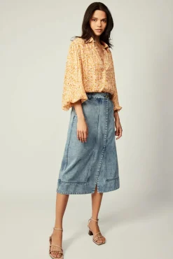 Esmaee Picasso Orange Floral LS Blouse