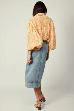 Esmaee Picasso Orange Floral LS Blouse
