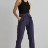 Among the Brave Pierre Navy Soft Viscose Tapered Leg Belted Pant