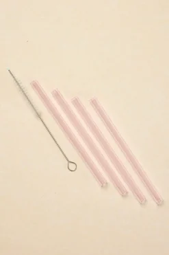 Willow u0026 Mae Pink Cocktail Short Reuseable Pk 4 Glass Drinking Straws