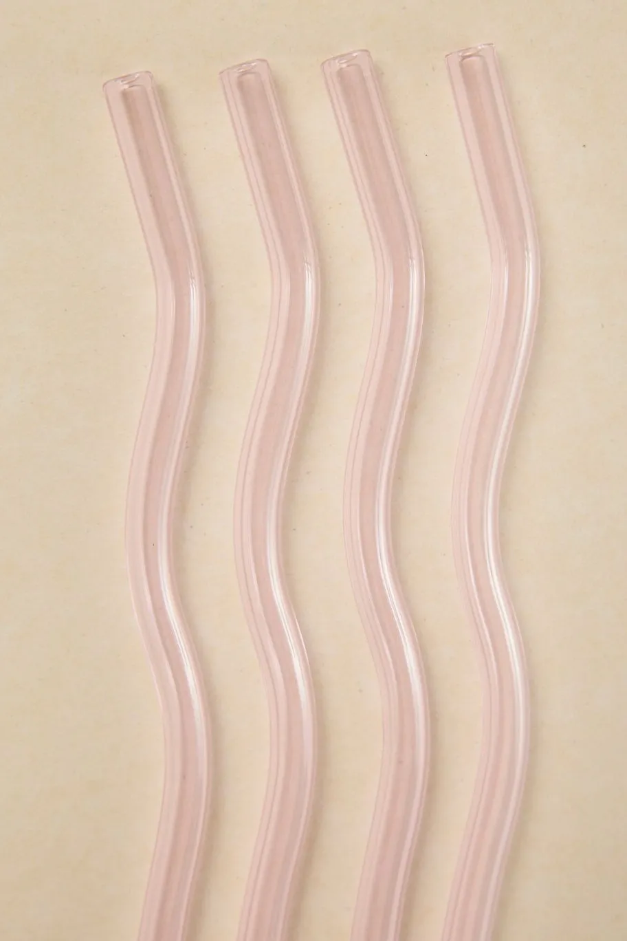 Willow u0026 Mae Pink Curvy Reuseable Pk 4 Glass Drinking Straws