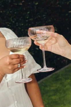 Willow u0026 Mae Pink Ripple Wide Champagne Wine Glass