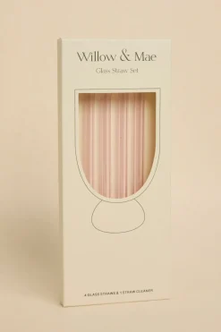 Willow u0026 Mae Pink Straight Reuseable Pk 4 Glass Drinking Straws