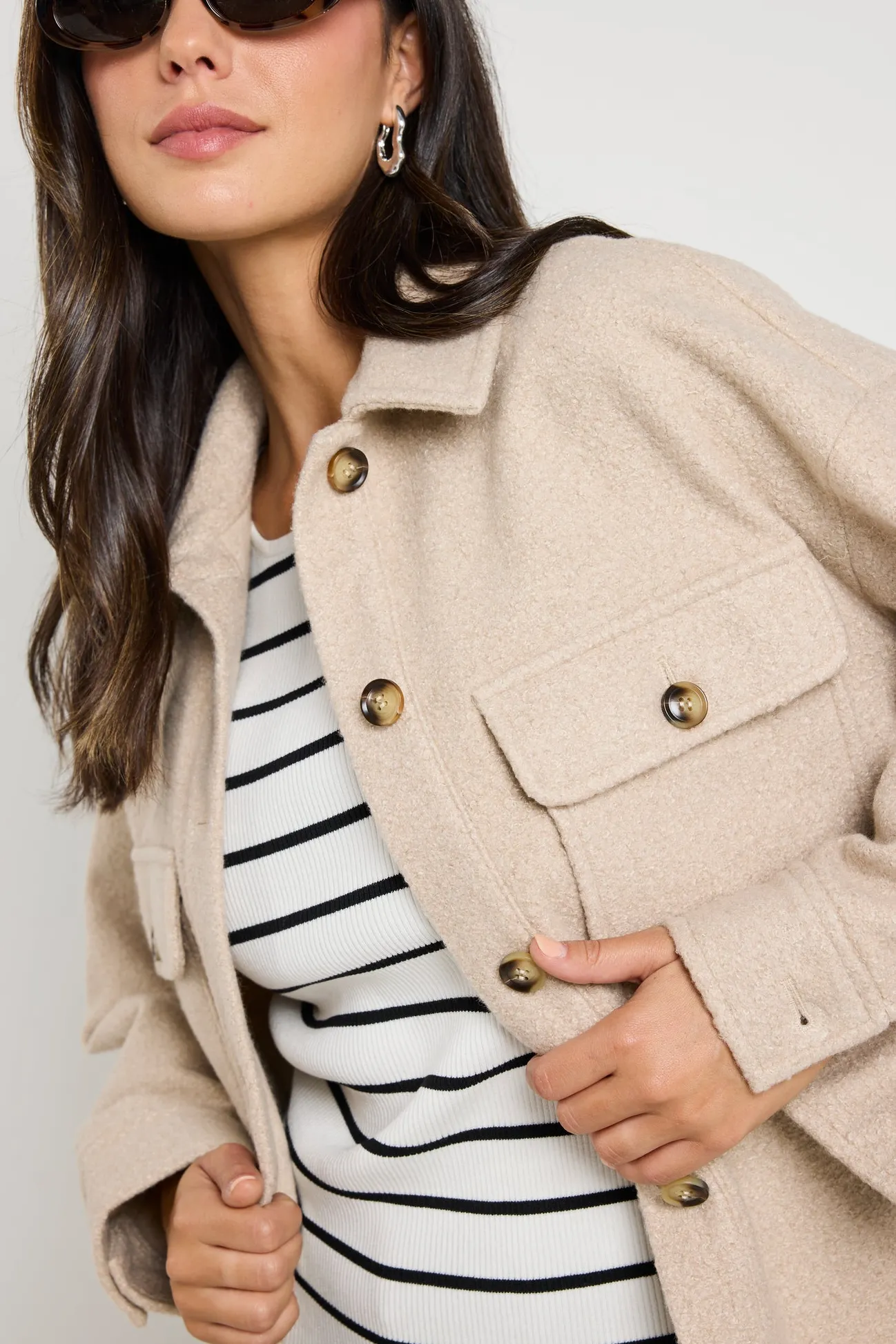 Stories be Told Pinot Taupe Oversized Shacket