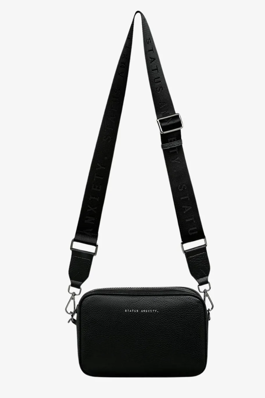 Status Anxiety Plunder Black Crossbody Bag Webbed Strap