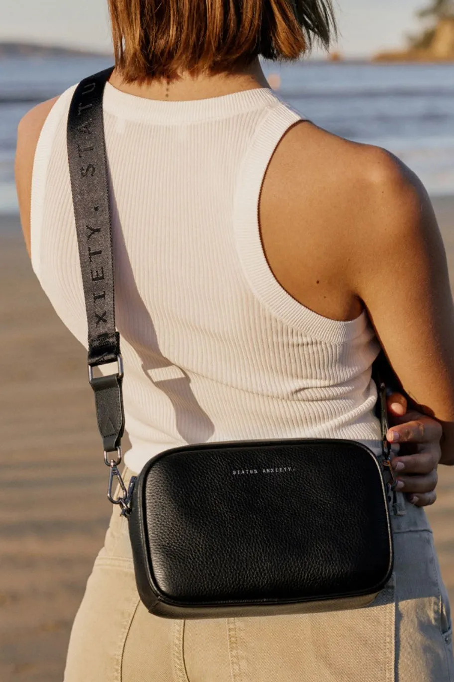 Status Anxiety Plunder Black Crossbody Bag Webbed Strap